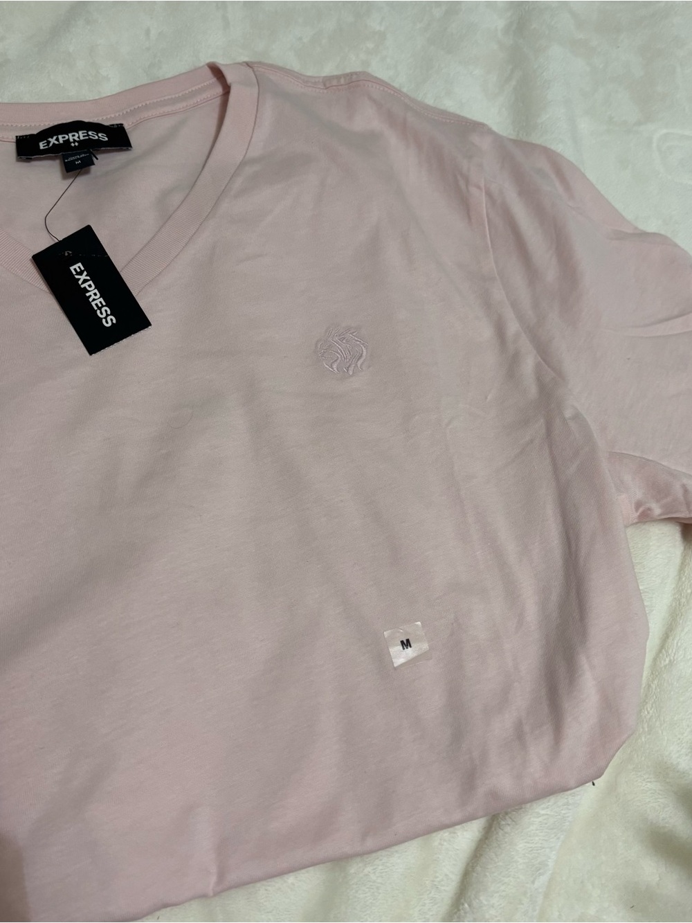 Express Men’s Light Pink V-Neck Shirt